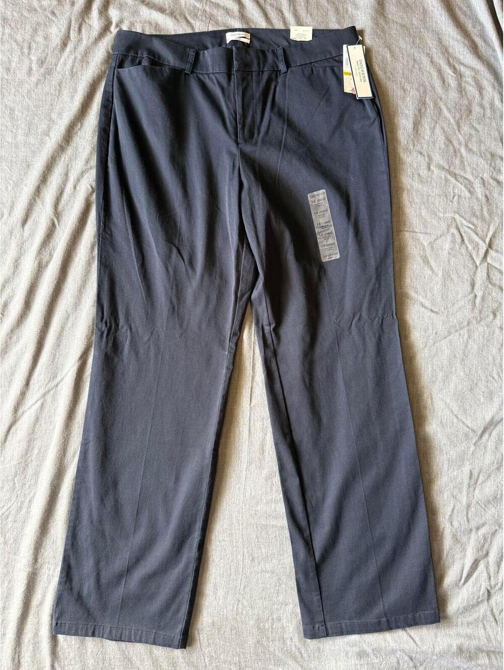 Dockers Ideal Fit Size 14 Med Metro Black Pants Mid Rise Stretch NWT